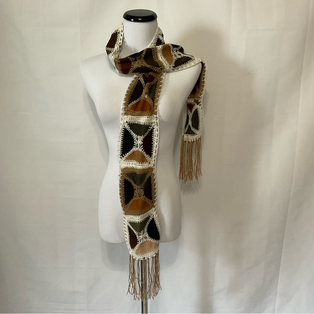 Boho Crochet Patchwork Style Scarf - image 2